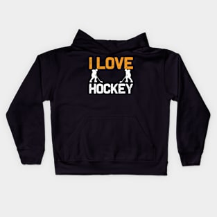 I Love Hockey Kids Hoodie